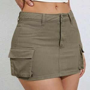 Cargo Denim Mini Skirt